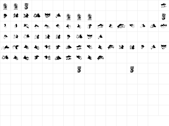 Hand Shadows Icons Regular  glyph index