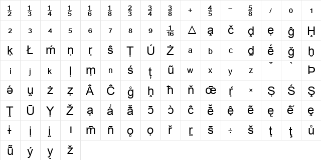 Bookshelf Symbol 2 Regular  glyph index