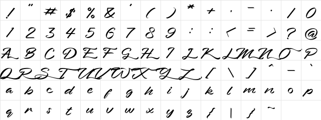 Bahari Regular  glyph index