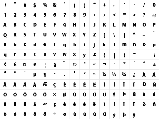 Bahij Titr Bold  glyph index