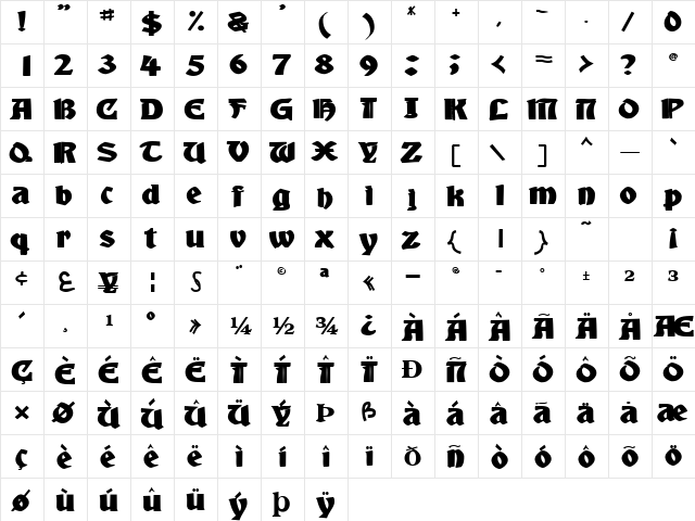 StakeWorks108 Bold  glyph index