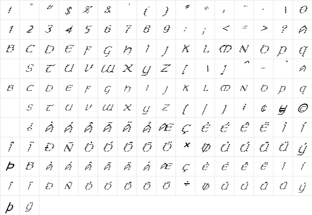 FZ JAZZY 31 STRIPED ITALIC Normal  glyph index