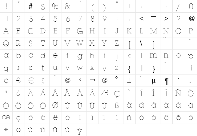 L850-Slab-Light Regular  glyph index