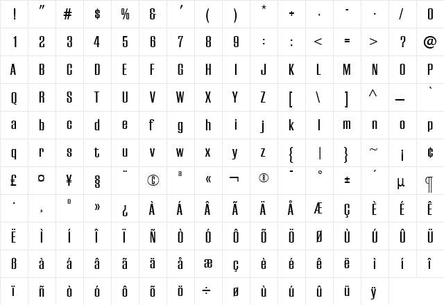 EuropaGrotesqueMedium Roman  glyph index