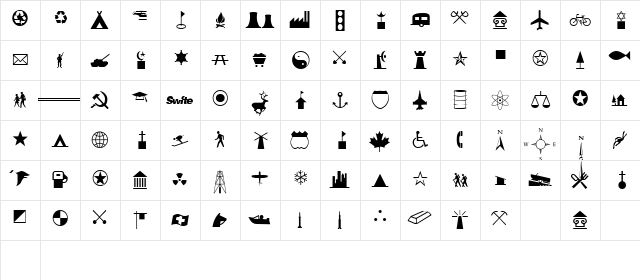 International Icons A Regular  glyph index