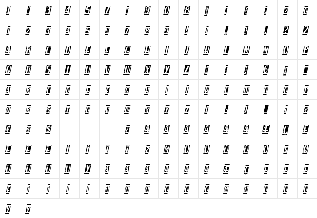 spankys bungalow blanco italico Regular  glyph index