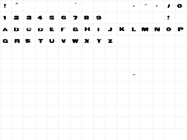 Bad Coma Regular  glyph index