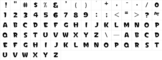 Sign Painter's Gothic Light JL Regular  glyph index