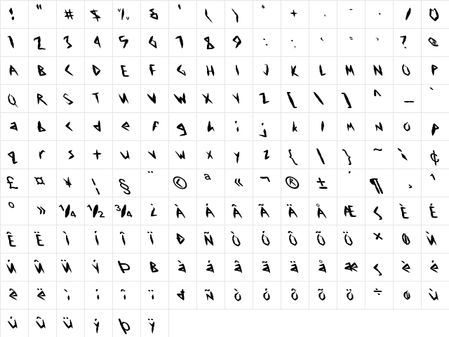 FZ UNIQUE 17 MANGLED LEFTY Normal  glyph index
