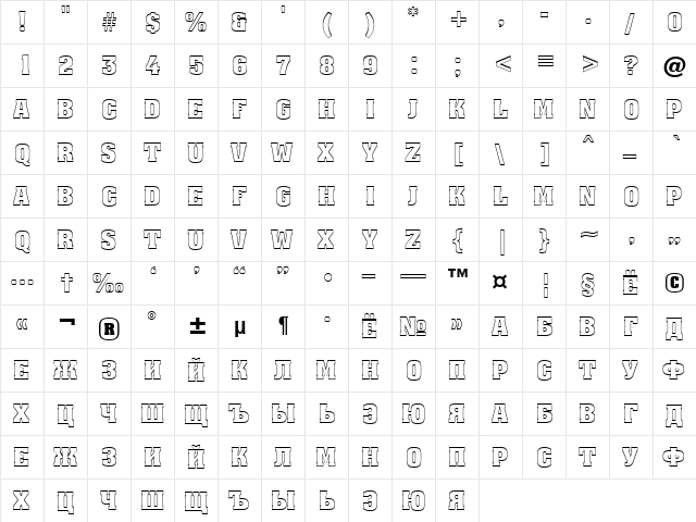 a_AssuanTitul3DUp Bold  glyph index