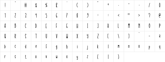 Sweet Orange Regular  glyph index
