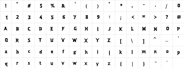 Dross05Dark Regular  glyph index