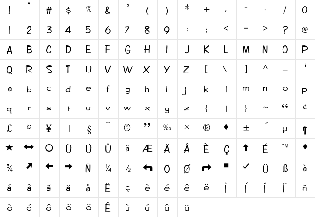 Oingee-Light Regular  glyph index