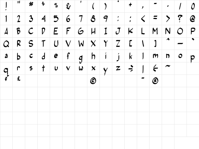 Post Human Regular  glyph index