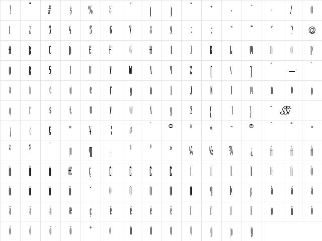 Spitbol SSi Regular  glyph index