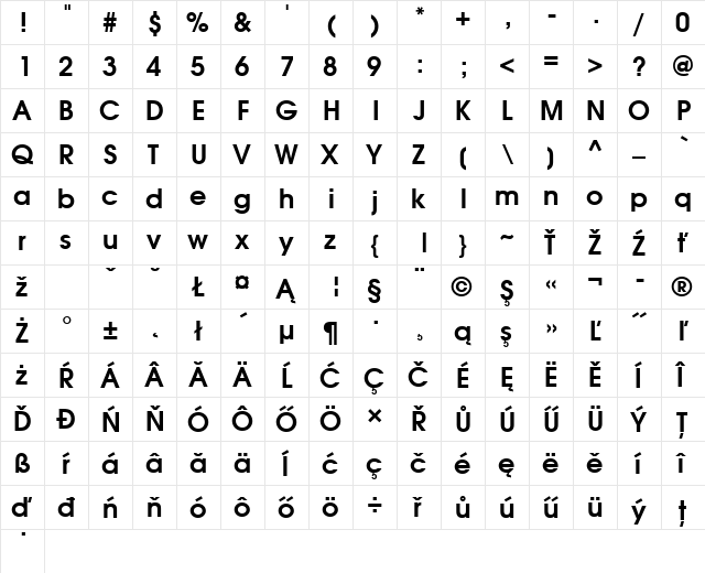 AvantGarGotItcLEE Bold  glyph index