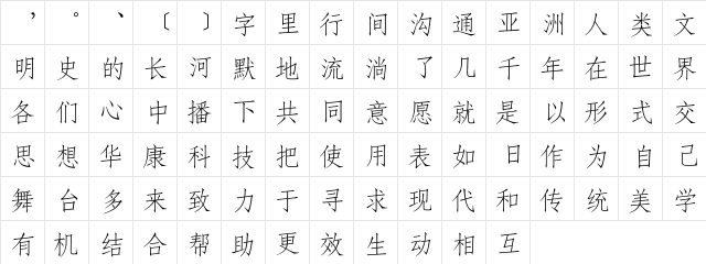DFFangSong1B-GB Regular  glyph index