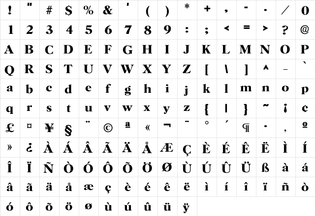 Horsha DemiBold  glyph index