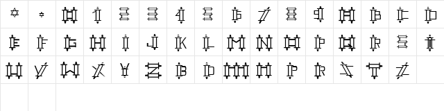 Torah Regular  glyph index