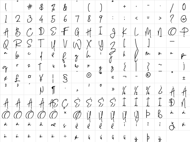 Enthusiast Behavior Regular  glyph index