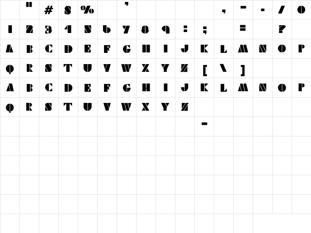 NewWGL4Font Regular  glyph index
