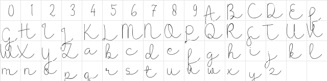 Presty Light Regular  glyph index