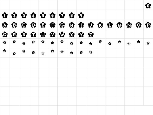 HB FontHANA Regular  glyph index