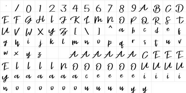 Stayrlight DEMO Regular  glyph index