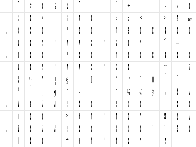 Ponderosa Std Medium  glyph index