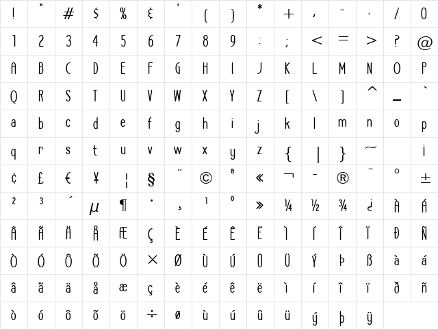 LA Headlights BTN Cond Bold  glyph index