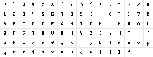3 by 5 Regular  glyph index