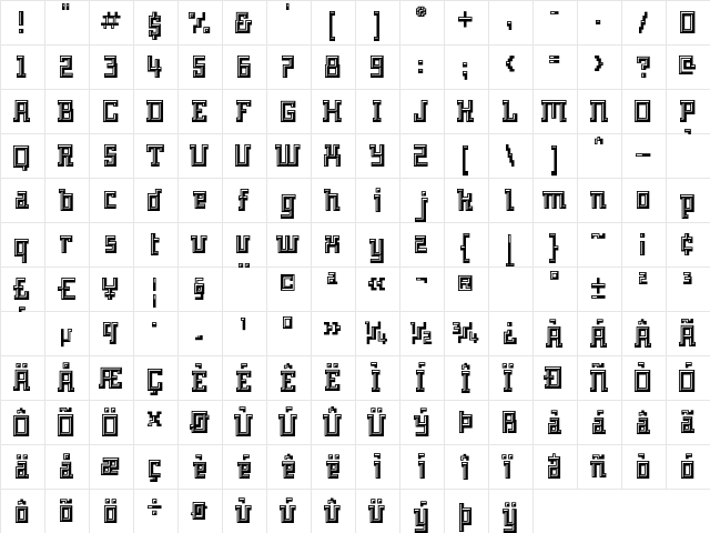 Archian Plastic  glyph index