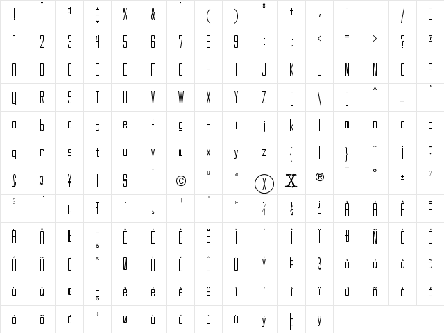 The X Files Regular  glyph index