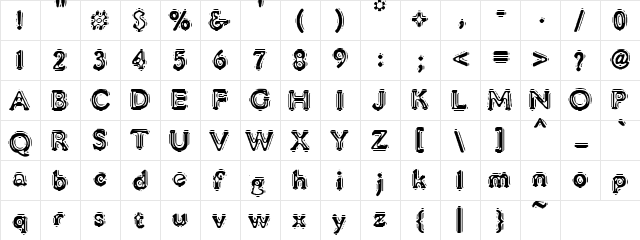 VTC LiquorCrystalDisplay Regular  glyph index