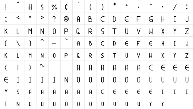 SPALA MARS Regular  glyph index