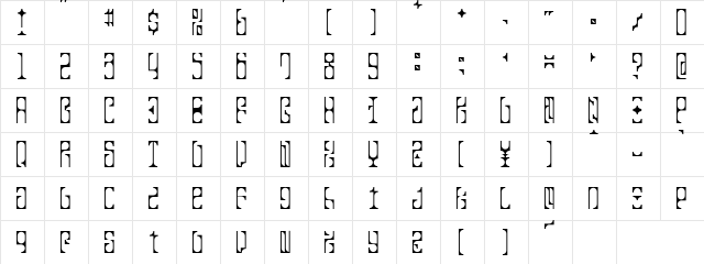 TKO Crazy Regular  glyph index