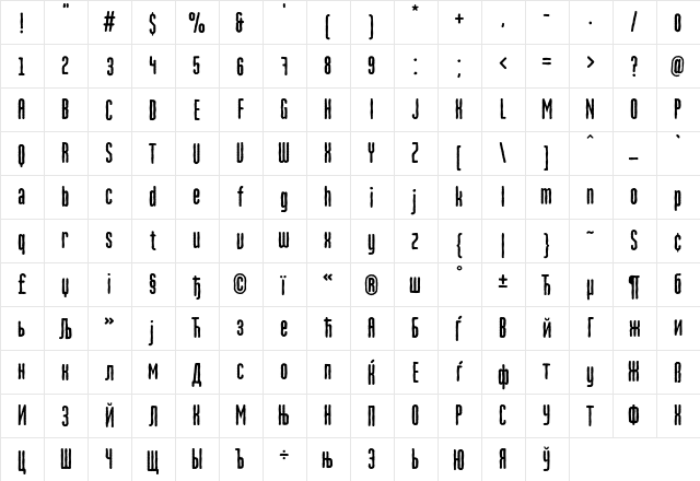 MartenCyr Rough  glyph index