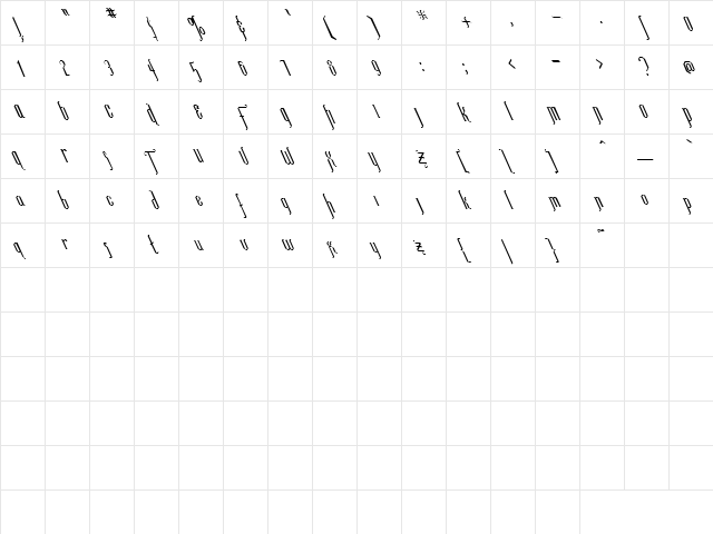 Christine 3 Regular  glyph index