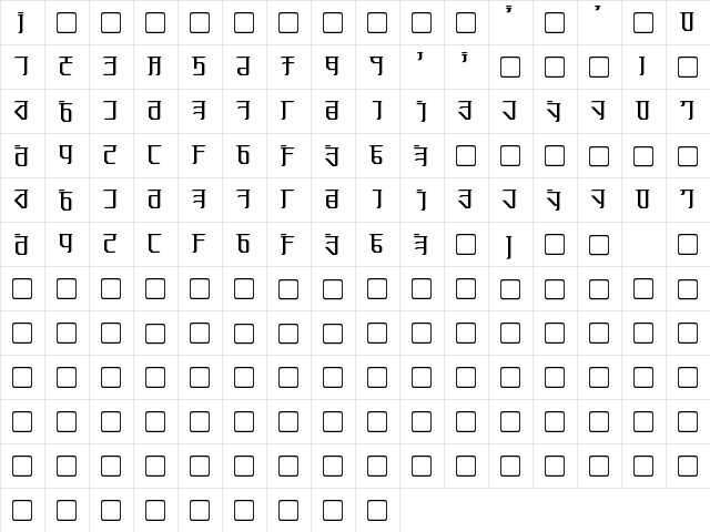 Exodite Regular  glyph index