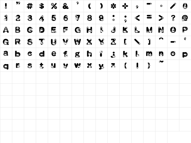 HELLO KITTY FONT Regular  glyph index