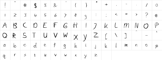 BlaiseHand 2.0 Regular  glyph index