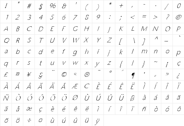 7Seconds Regular  glyph index
