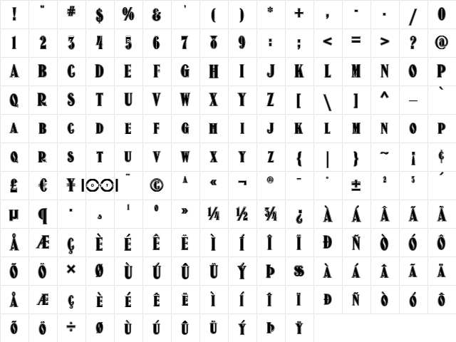 Old Gate Lane NF Regular  glyph index