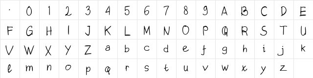 Santosa Handwriting Sample Regular  glyph index