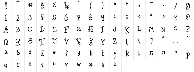 Lean Land Worm Regular  glyph index