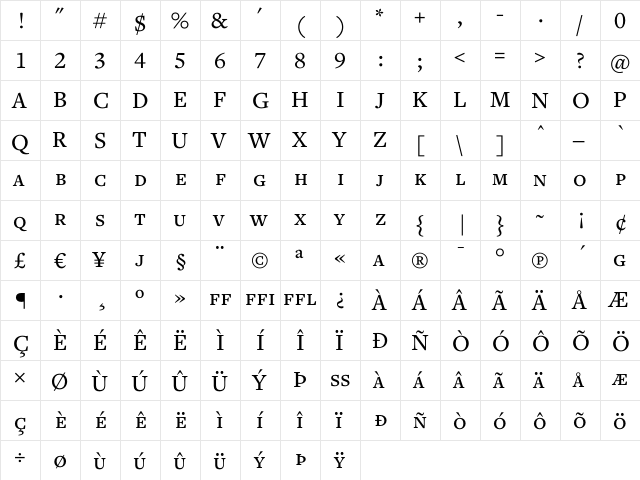 Freight Text Medium SC  glyph index