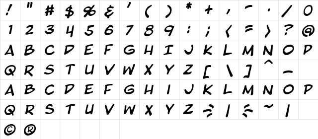 Blambot Pro Italic  glyph index