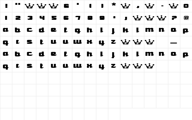 SnoCone Regular  glyph index