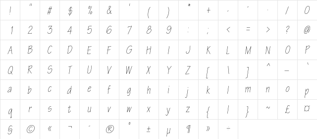 EskizTwoLightCondC Italic  glyph index