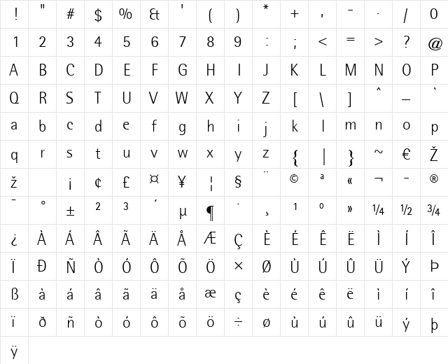 Agfa Rotis Semisans Light Regular  glyph index
